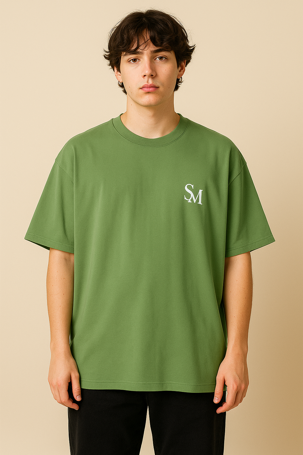 BASIC OVERSIZE PISTA GREEN T-SHIRT