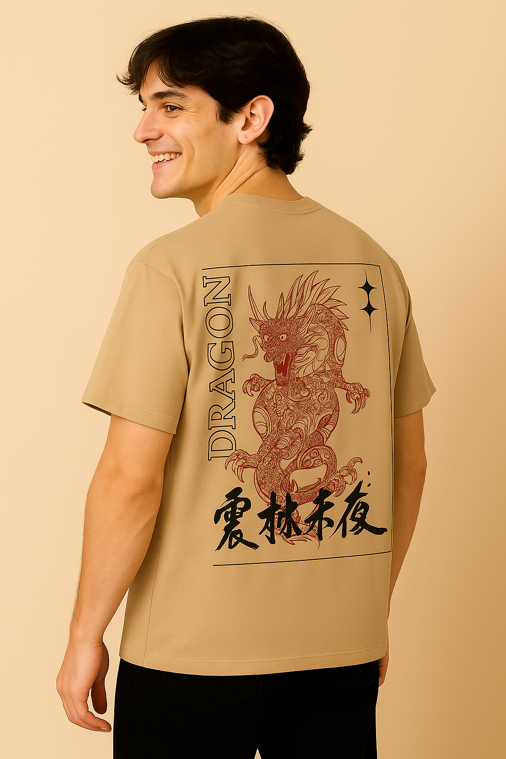DRAGON OVERSIZE BEIGE T-SHIRT